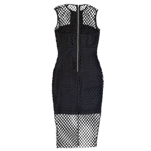 Call Me Eden Black Mesh Overlay Midi Dress Womens Size Small Office Siren - Picture 2 of 10